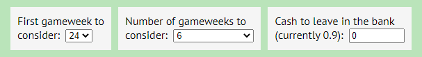 FPL transfer suggestor settings row 1